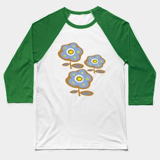 Blue and Mustard Daisy Flower Baseball T-Shirt